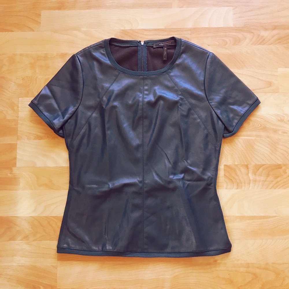 BCBG MAXARZIA Faux Leather Top